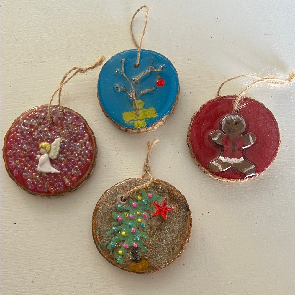Handcrafted Holiday Ornaments Set - Red, Blue, Multicolor